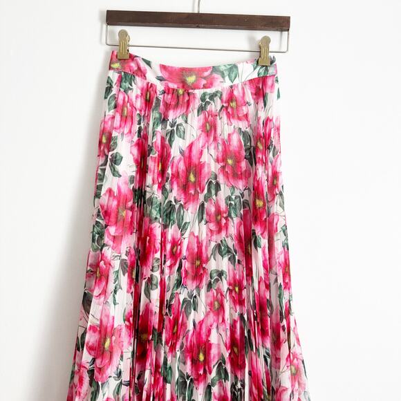ALICE + OLIVIA Katz Sunburst Pleated Maxi Skirt High Tea Floral 2 - Picture 5 of 11